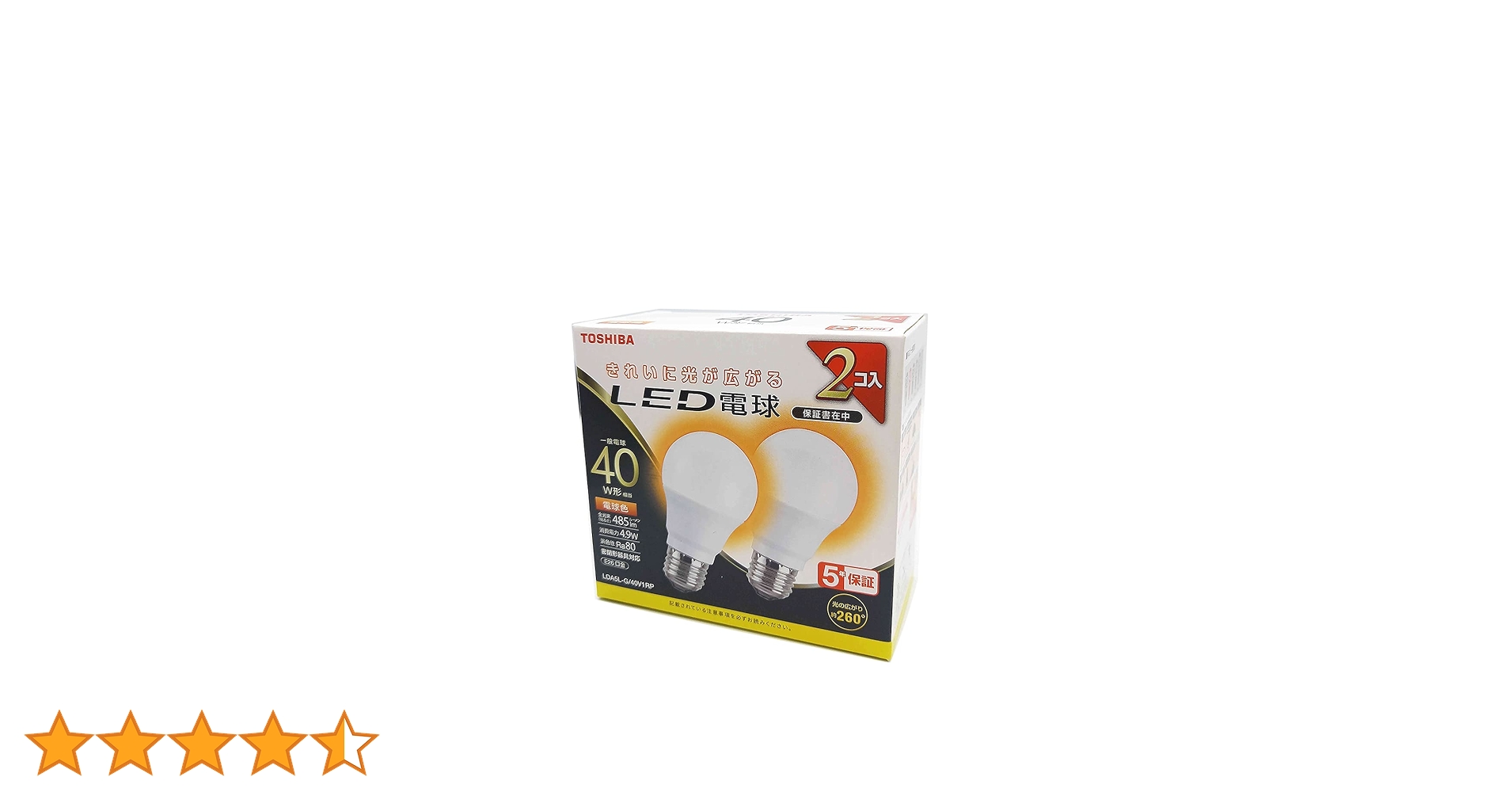Amazon | 東芝(TOSHIBA) LED電球 40W相当 全方向 電球色 E26口金